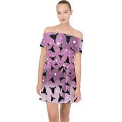 Deer Dots Ombre Off Shoulder Chiffon Dress