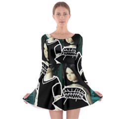 Dolls In Living Room Long Sleeve Skater Dress