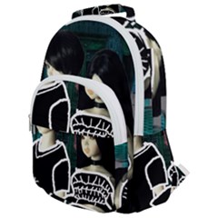 Dolls In Living Room Rounded Multi Pocket Backpack