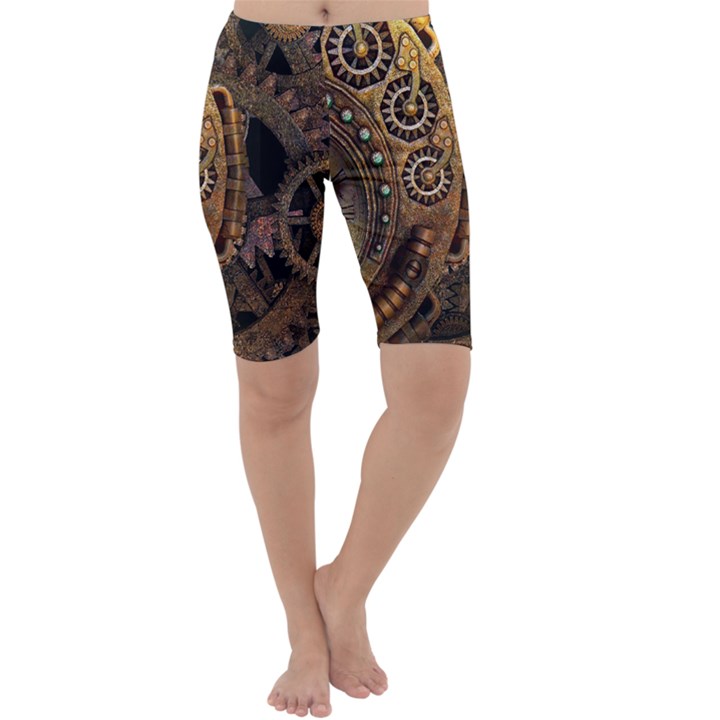 Steampunk Clock Cropped Leggings 