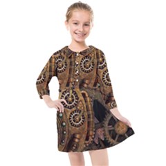 Steampunk Clock Kids  Quarter Sleeve Shirt Dress by snowwhitegirl