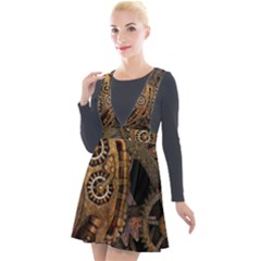 Steampunk Clock Plunge Pinafore Velour Dress