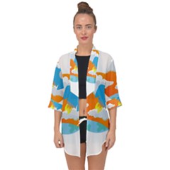 Rocket Rocket Ship Rocket Fire Open Front Chiffon Kimono