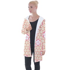 Floral Design Seamless Wallpaper Longline Hooded Cardigan