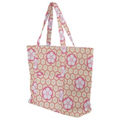 Floral Design Seamless Wallpaper Zip Up Canvas Bag