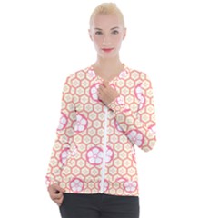 Floral Design Seamless Wallpaper Casual Zip Up Jacket