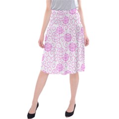 Peony Asia Spring Flowers Natural Midi Beach Skirt by Pakrebo