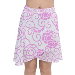 Peony Asia Spring Flowers Natural Chiffon Wrap Front Skirt by Pakrebo