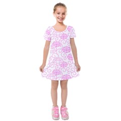 Peony Asia Spring Flowers Natural Kids  Short Sleeve Velvet Dress