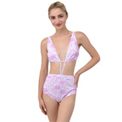 Peony Asia Spring Flowers Natural Tied Up Two Piece Swimsuit