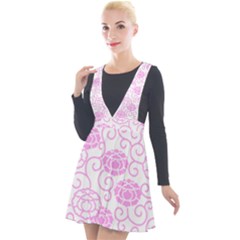 Peony Asia Spring Flowers Natural Plunge Pinafore Velour Dress