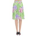 Lily Flowers Green Plant Natural Flared Midi Skirt View2