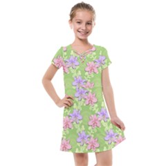 Lily Flowers Green Plant Natural Kids  Cross Web Dress