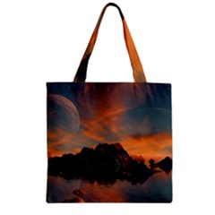 Horizon Sunset Evening Sunrise Zipper Grocery Tote Bag by Pakrebo