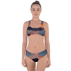 Horizon Sunset Evening Sunrise Criss Cross Bikini Set by Pakrebo