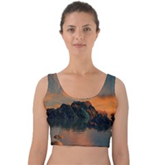 Horizon Sunset Evening Sunrise Velvet Crop Top