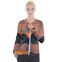 Horizon Sunset Evening Sunrise Casual Zip Up Jacket