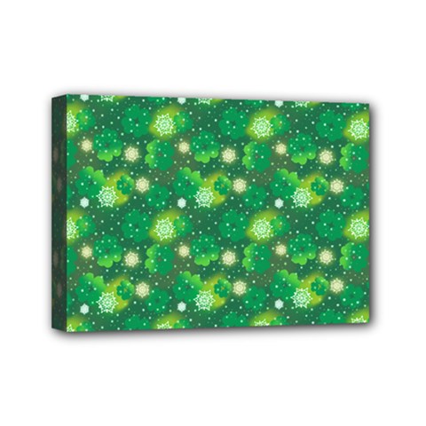 4 Leaf Clover Star Glitter Seamless Mini Canvas 7  X 5  (stretched) by Pakrebo