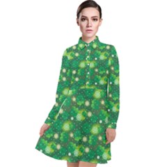 4 Leaf Clover Star Glitter Seamless Long Sleeve Chiffon Shirt Dress