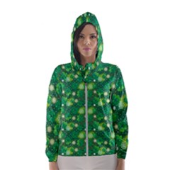 4 Leaf Clover Star Glitter Seamless Women s Hooded Windbreaker by Pakrebo