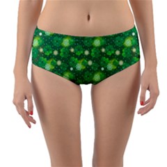 4 Leaf Clover Star Glitter Seamless Reversible Mid-waist Bikini Bottoms by Pakrebo