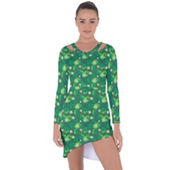 4 Leaf Clover Star Glitter Seamless Asymmetric Cut-out Shift Dress