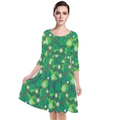 4 Leaf Clover Star Glitter Seamless Quarter Sleeve Waist Band Dress