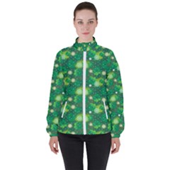 4 Leaf Clover Star Glitter Seamless Women s High Neck Windbreaker