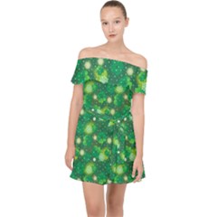 4 Leaf Clover Star Glitter Seamless Off Shoulder Chiffon Dress