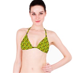 Flowers Yellow Red Blue Seamless Bikini Top by Pakrebo