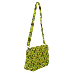 Flowers Yellow Red Blue Seamless Shoulder Bag With Back Zipper