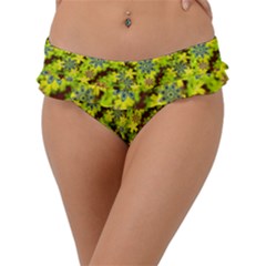 Flowers Yellow Red Blue Seamless Frill Bikini Bottom