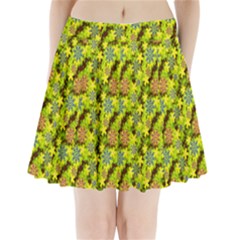 Flowers Yellow Red Blue Seamless Pleated Mini Skirt by Pakrebo