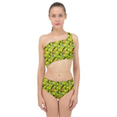 Flowers Yellow Red Blue Seamless Spliced Up Two Piece Swimsuit