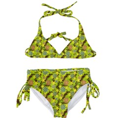 Flowers Yellow Red Blue Seamless Kids  Classic Bikini Set