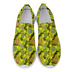 Flowers Yellow Red Blue Seamless Women s Slip On Sneakers