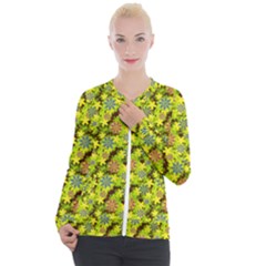 Flowers Yellow Red Blue Seamless Casual Zip Up Jacket