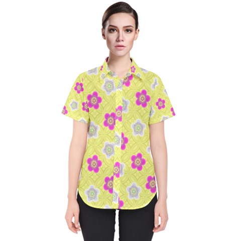 Traditional Patterns Plum Women s Short Sleeve Shirt by Pakrebo