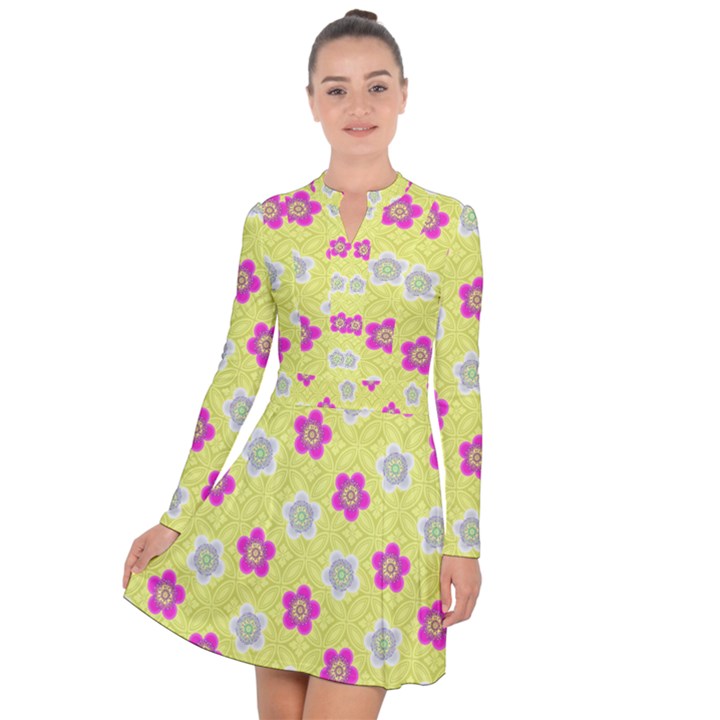 Traditional Patterns Plum Long Sleeve Panel Dress