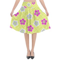 Traditional Patterns Plum Flared Midi Skirt by Pakrebo