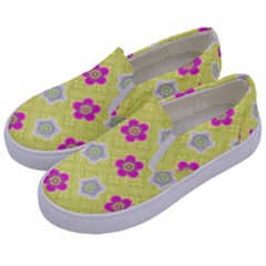 Traditional Patterns Plum Kids  Canvas Slip Ons by Pakrebo