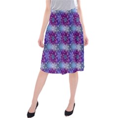 Snow White Blue Purple Tulip Midi Beach Skirt by Pakrebo