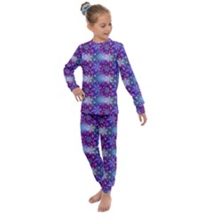 Snow White Blue Purple Tulip Kids  Long Sleeve Set 