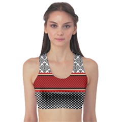 Background Damask Red Black Sports Bra by Pakrebo