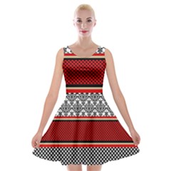 Background Damask Red Black Velvet Skater Dress