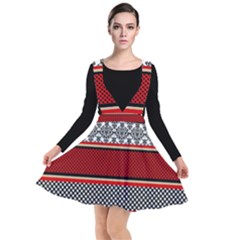 Background Damask Red Black Plunge Pinafore Dress