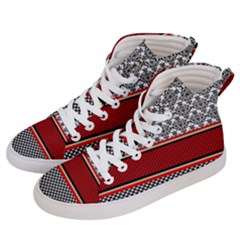 Background Damask Red Black Men s Hi-top Skate Sneakers by Pakrebo