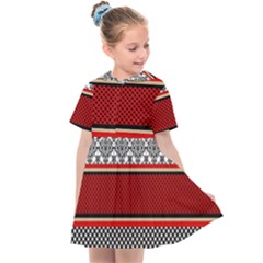 Background Damask Red Black Kids  Sailor Dress by Pakrebo