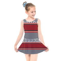 Background Damask Red Black Kids  Skater Dress Swimsuit