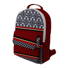 Background Damask Red Black Flap Pocket Backpack (large)